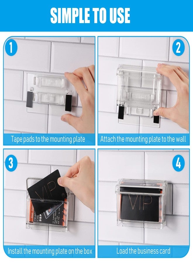 Vicenpal Outdoor Business Card Holder Wall Mount Acrylic Business Card Box Included Clear Holder Peel and Stick for Office Store Trucks Wall Outdoor 4.25 x 1.46 x 2.87 Inch (1 Piece) - Image 5